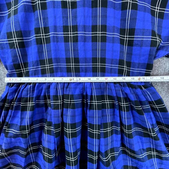 Rudie Babydoll Dress Blue Small Plaid Ringer Playful Twirl Whimsical Schoolgirl - Picture 5 of 7